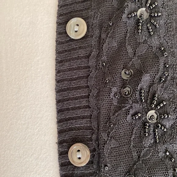 Loy and Ford Cashmere Silk button front sleeveless sweater vest beaded sequin 10 - Picture 9 of 12